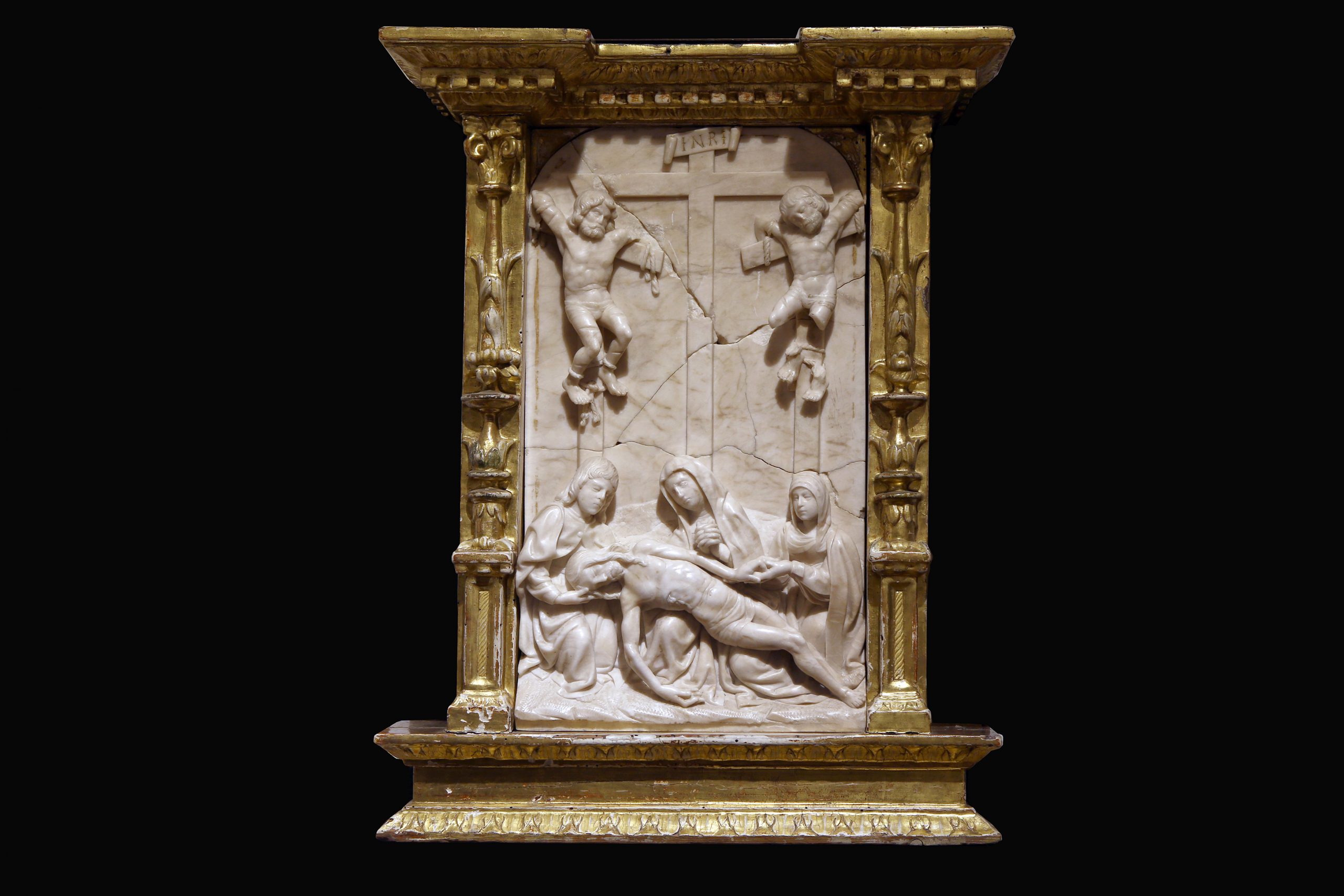 Descendimiento de alabastroHospital de Dios Padre, ÁvilaRenacimiento. Siglo XVI Alabastro / 59 x44 x 8[98/23/2]. Sala VIII